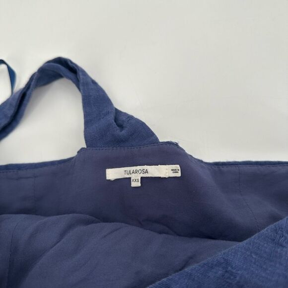 Tularosa One Shoulder Crop Top Blue Linen XXS - Picture 6 of 9